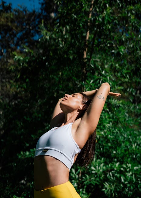 Woman practicing yoga in nature